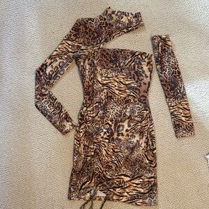 Leopard Print Long Sleeve Dress
